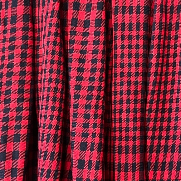 Vintage 80s 100% wool Liz Claiborne Red and navy Checkered A-Line Midi Skirt - Picture 2 of 4